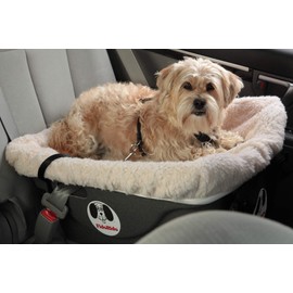 FidoRido Dog Car Seat - Pet Booster Car Seat with Cover, Harness and Straps - Durable Plastic Base, Comfortable Cushions, Easy to Install and Clean