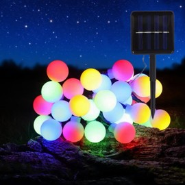 YEAMAR Solar String Lights Outdoor Waterproof, 30 LED 9.8Ft Total, Solar Powered Globe Patio Lights with 8 Lighting Modes for Garden Yard Porch Wedding Party Decor (Multicolor)