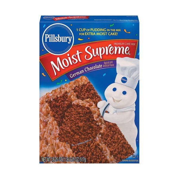 Pillsbury Moist Supreme German Chocolate Cake Mix, 18.25 Ounce (Pack of 12)