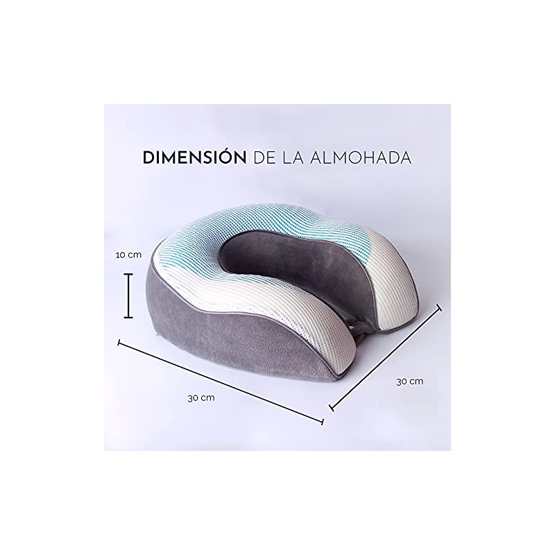 Almohada Cervical de Viaje Memory Foam Ortopédico Gel Térmico Refrescante