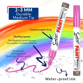 6 Pack Gold & Silver Permanent Paint Pens,Metal color Medium Tip Oil Based Paint Markers, Never Fade Marker Pen,Waterproof & Quick Drying For Rock,Metal,Glass,Plastic,Mugs,DIY Craft