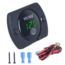 DMWD 1Pc Automotive 12V Voltage Gauge with Touch Switch Car Digital Display Volt Gauge, DC 12V 24V with Waterproof Voltmeter Panel for Boat Marine Vehicle Motorcycle Truck ATV UTV Car