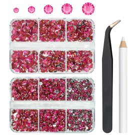 qiipii 3060PCS Rose Pink Resin Crystal Rhinestones for Crafts Light Hot Pink Flatback Resin Rhinestones 2mm 3mm 4mm 5mm 6mm Non-Hotfix Stones Diamonds Crystals Gems for Tumblers Mugs Bottles DIY Face