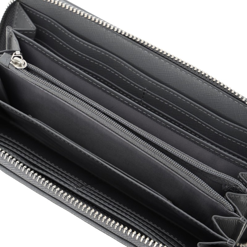 Gione PG101SLP Tiny Tile Round Zip Long Wallet Saffiano Leather,