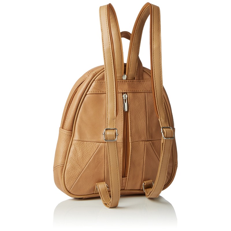 Ladies Genuine Real Leather Backpack Shoulder Handbag (TAN)