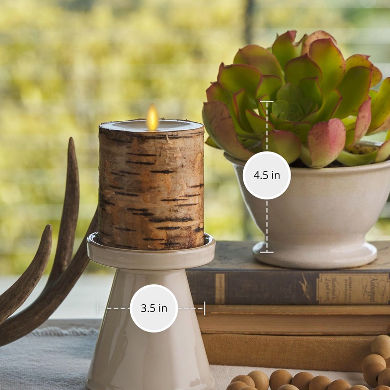 Luminara Real Birch Bark Wrapped Flameless LED Candle, 3.5" x