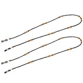 Pack of 2 Pearl Glasses Chains Vintage Wooden Beads Eye Glasses Strap Holder Non-Slip Sunglasses Glasses Strap for Men Women Grandma Grandpa