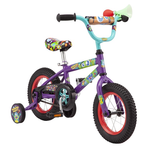Pacific Funny Monsters Character Kids Bike, 12-Inch Wheels, Ages 3-5 Years, Coaster Brakes, Adjustable Seat, Purple, One Size
