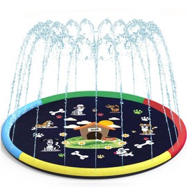 BOCTTCBO Sprinklers Pad for Kids and Dog, Splash Pad 67" Non-Slip Splash Play Mat, Summer Outdoor Water Toys, Inflatable Wading Pool for Toddler