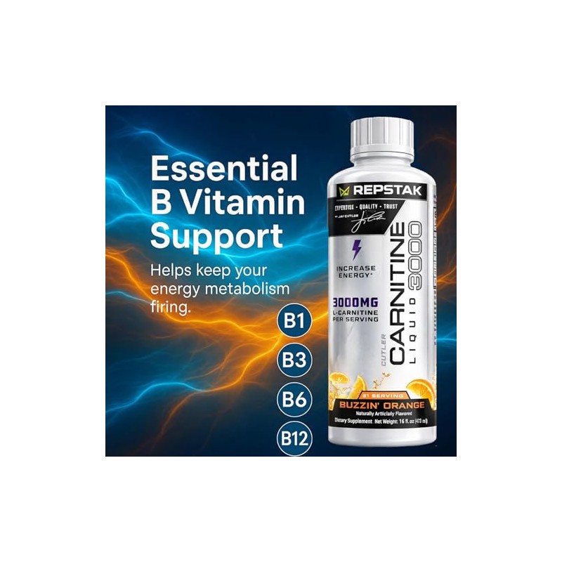 Liquid L-Carnitine 3000mg Blend, Buzz'in Orange Flavour, Triple-Source Carnitine with