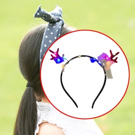 F Fityle Light up Deer Antlers Feather Headband Hair Hoop for Roles Play Cosplay Birthday