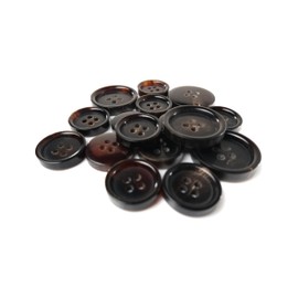 ButtonMode Buffalo Horn Suit Buttons 16pc Set: 4x20mm (3/4 Inch) Front, 12x15mm (5/8 Inch) Sleeves & Pants, Brown Horn