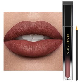 MAKI YIKA- Lápiz labial marrón nude para mujer, lápiz labial de larga duración que se mantiene brillante, lápiz labial líquido mate que no se mancha