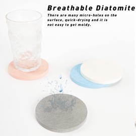 Drink Coasters with Holder, Absorbent Coaster Sets of 4, Cat/Dog Pattern Ceramic Drink Coaster for Tabletop Protection,Suitable for Kinds of Cups, Wooden Table,4 Inches (Solid Color, 4 Inches)