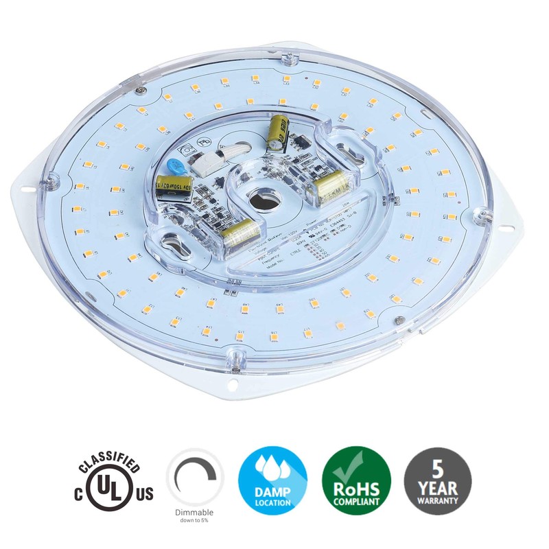 Silverlite 7" PCB Size,8.39" Overall Size,28W,5000K,2450LM,120V,CRI80,Dimmable LED Light Engine,Retrofit Light