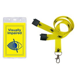 Visually Impaired Card Badge Hidden Disability Lanyard - with Printed Yellow Lanyard & Clear ID Card Pocket (Visual Yellow)