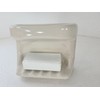 Beige Bone Almond Ceramic Soap Dish Tray Cloth Bar Washcloth