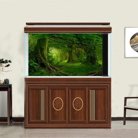 ZatiasMiller Tropical Forest Terrarium Backgrounds Huge Trees Reptile Habitat Background Rainforest Aquarium Background Fish Tank Backdrop Decors Sturdy Polyester Background Decor Vinyl 30x18in