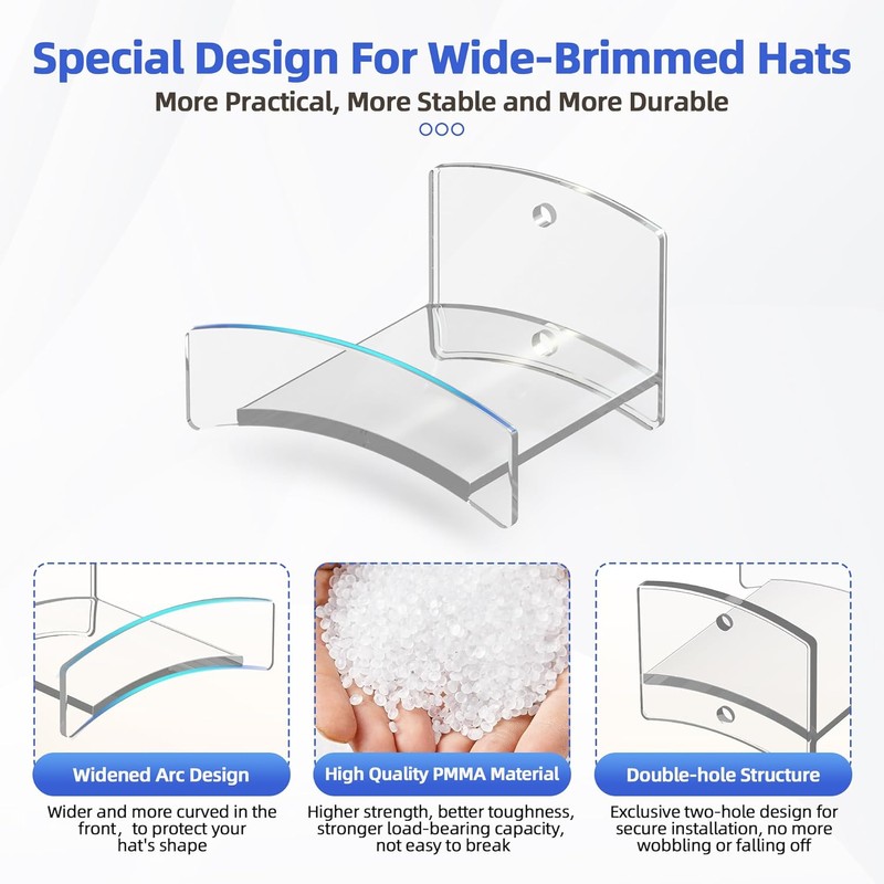 Cowboy Hat Rack(12Pack) - Wide Brimmed Organizer - Strong Adhesive