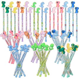 48 Pieces Cute Stackable Pencils stacking Cartoon Theme Pencil Translucent Multi Point Push Fun Pencils. (Dinosaur)