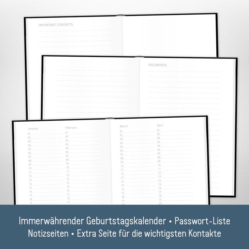 paper&you® Address Book A6+ with A-Z Index "Black Edition" Book