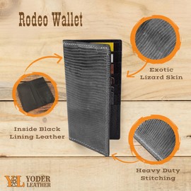 Genuine Tegu Lizard Checkbook Leather Rodeo Wallet (Gray)