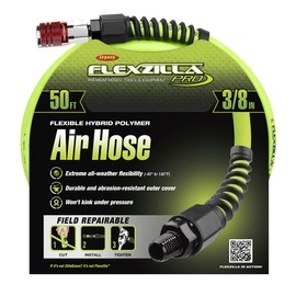 Flexzilla Pro Air Hose with ColorConnex Industrial Type D Coupler and Plug, 3/8 in. x 50 ft. - HFZP3850YW2-D