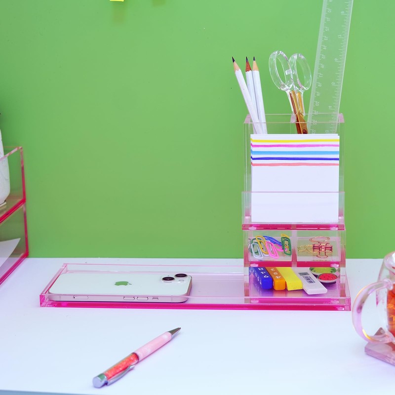 EXPUTRAN Acrylic Desk Organizer 4-Piece Desk Kit + Free Complimentary