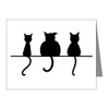 Truly Teague Note Card Three Black Cats on a Wall