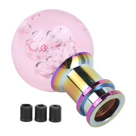 Pink Automatic Gear Knob, Car Shifter Head Round Ball Shift Knob Crystal Transparent Bubble Pink Gear Shifter Fit for Most Automatic Manual Vehicles