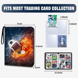 HESPLUS Sports Card Binder 4 Pocket Trading Card Binder 400 Pockets Double Sided Pockets Baseball Card Binder for Football Baseball Basketball Hockey Card and Other TCG Collection Storage Album