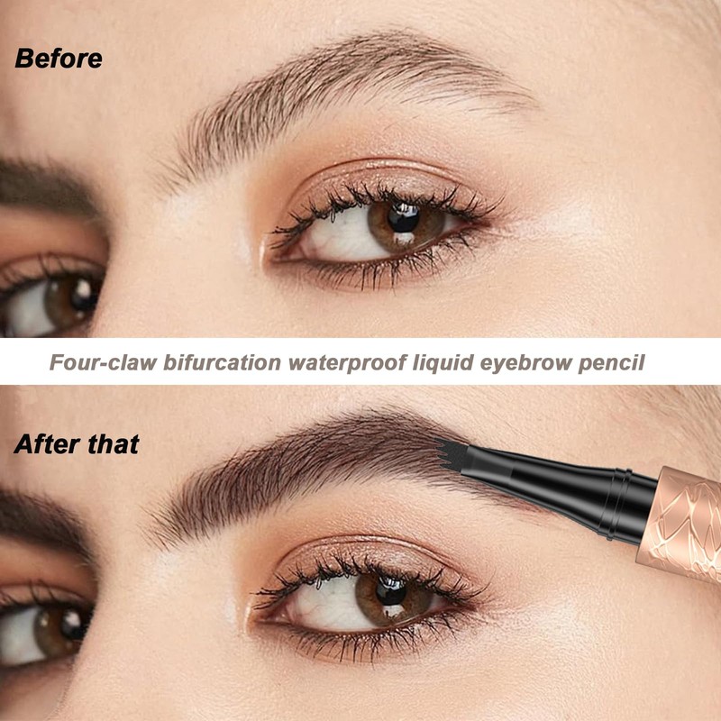 DHWEKU Eyebrow Pencil with Fork Tip, Smudge-proof Waterproof Liquid Eyebrow