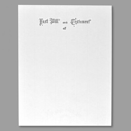 ALL-STATE LEGAL 1st Page of Will, Letter Size, Engraved with Last Will and Testament of, 25% Cotton Natural Laid Linen Paper, 50 per Package