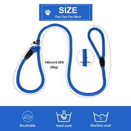 Dog Slip Leads Leash, 4.5FT Durable Puppy Rope Leashes Collar Nylon Dog Training Walking Lead Leashes for Small Medium Dogs (Blue)