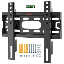 Solid As Mountain Fixed TV Wall Mount Low Profile for 17-42” Universal Small Flat TVs & Monitors, Slim TV Monitor Wall Mount Bracket Fits 8" Wood Studs Max VESA 200x200mm, 55lbs