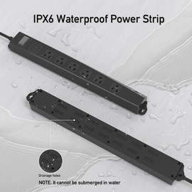 Outdoor Power Strip Weatherproof, KPQ IPX6 Waterproof Surge Protector with 6 Outlets with 2 USB A and 1 USB C, 10FT Extension Cord, Wall Mountable for Home, Office, Dorm, Patio, FCC UL Listed