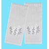 Bath Hand Towels, Set of 2 Grey Velour with Embroidered