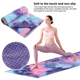 Yoga Towel Mat, Non Slip Hot Yoga Towel with Grip Dots, Yoga Blanket Mat Absorbent, Fitness Yoga Towel Mat with Mesh Carry Bag, Yoga Mat Spreading Towel, for Hot Yoga, Pilates and Fitness