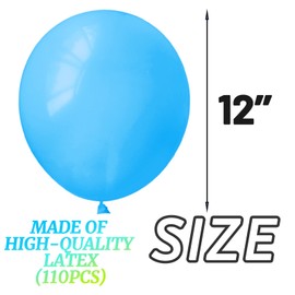 Light Blue Balloon 110pcs, Blue Latex Balloons12 inch for Birthday Wedding(with 2 Ribbons).