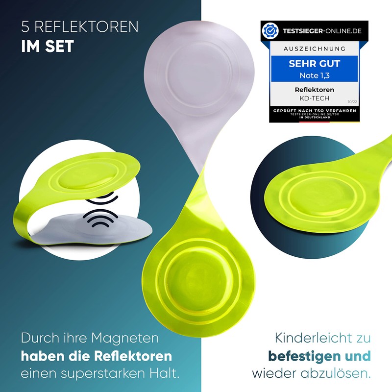 KD-TECH Set of 5 Magnetic Reflectors - Reflective Lapel Magnets