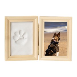 YANJIY Paw Print Set Dog 3D Picture Frame Keepsake Cat DIY Wooden Photo Frame Commemorative Photo Frame Pet Pawprints Picture Frame for Gifts and Souvenirs (Wood Colour)
