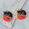 1Pc Cute Enamel Brooch Pins Cartoon Cat Strawberry Brooch Pins