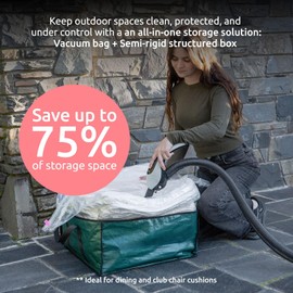 Compactor Heavy-Duty Storage Bags, Vacuum Storage Bag with Outdoor Storage Box, Waterproof Bag for Dining and Patio Chair Cushions, All-in-one Outdoor Storage Solution (Green, XXX-Large)