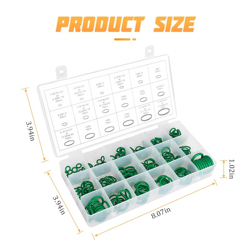 AICEL 270pcs Rubber O Ring Kit, 18 Sizes Silicone Rubber
