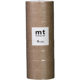 Kamoi Kakoshi MT08P517 Masking Tape, 8 Ps, Width 0.6 inches (15 mm) x 26.6 ft (7 m), 517 Smoky Beige