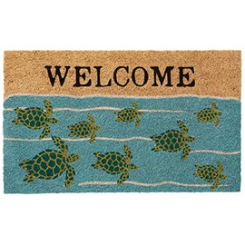 HF by LT Sea Turtles 100% Coir Doormat, 18 x 30 inches, Naturally Durable, PVC-Backing, Sustainable