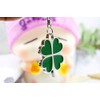 Bestdays Four-Leaf Clover Fortune Keychain Lucky Shamrock Sparkling Charm Keyring