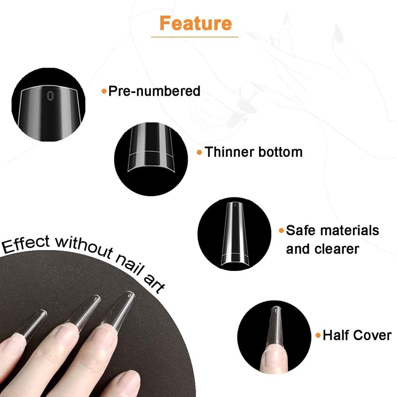 ANCLLO 100PCS Clear Gel Nail Mold Full Cover Dual Nail
