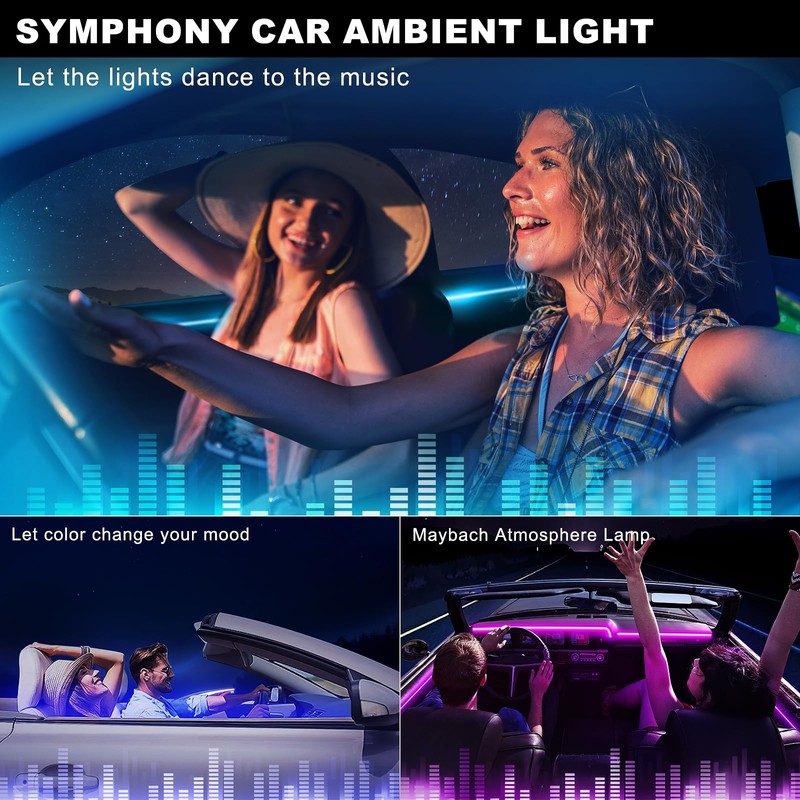 Acrylic Interior Car LED Strip Light with Wireless APP, RGB