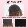 WIGYY Honey Brown Short Bob Wig with Bangs for White